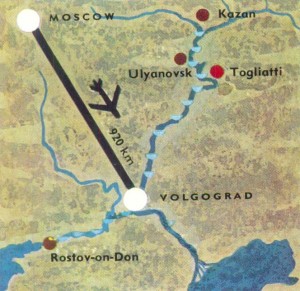 Map. Moskow-Volgograd. 920 kilometers.