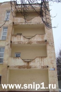 The taken-out balconies. Soviet period.