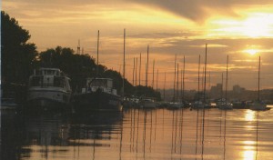 Boats at sunset.