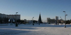 The panorama of the square Azatlyk where every year takes place the main city «Christmas tree»