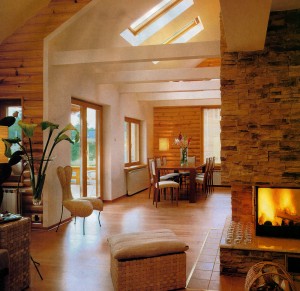 Stone fireplace