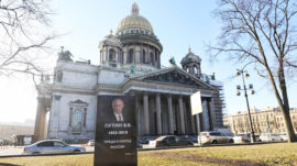 Activists Install Mock Putin Gravestone in St