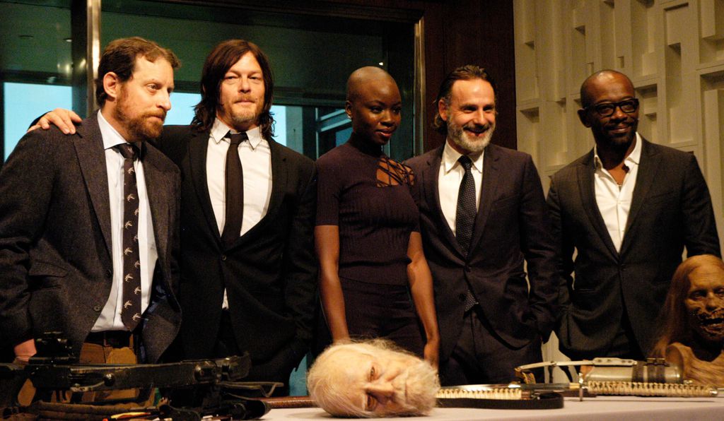 From left to right: executive producer and show runner Scott Gimple, actor Norman Reedus, actor Danai Gurira, actor Andrew Lincoln and actor Lennie James.