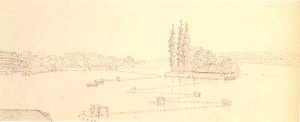 Geneva. 1821. Ink on paper. 7.5x17.9. From sketchbook of the journey to Switzerland and Ger­many. State Public Library.