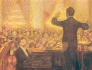 A. N. Skrabin playing his poem Prometheus with orchestra conducted by S.A. Koussevitzky