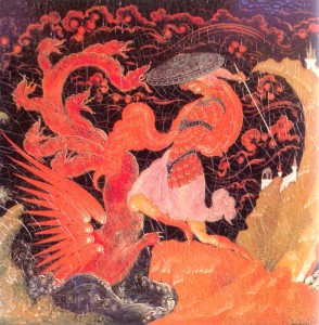Detail of the casket Fighting with a Dragon.