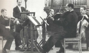 At the concert in the Small Hall, featuring F. Schubert`s "Forellen" Quintet. Professors of the Conservatoire: D.M. Tsyganov, I.F. Gertovich, K.N. Igumnov, S.P. and V.P. Shirinskys (1930).