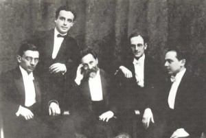 Together with his pupils. B.E. Khaikin, A.M. Braginsky, K.S. Saradzhev, Yu. M. Timofeyev, L.M. Ginzburg