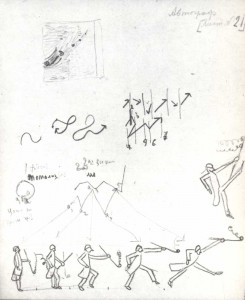 "Second-phrase gesture". Sketch of illustration to the hook "Gogol's Artistry". 1932