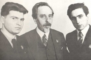 E.G. Gilels and Ya.I. Zak, winners of the International Piano Competitions in Vienna and Brussels (1938). In the centre is S.Ye. Feinberg (1936)