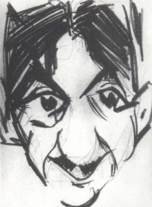 Caricature of G. Yakulov. 1918 ('.'). Pencil on paper. 17X 10.7. Deposited in a private collection