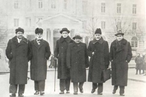 L.N. Oborin, A.F. Goedicke, K.N. Igumnov, V.Ya. Shebalin, N. Ya. Myakovsky and D.F. Oistrakh.