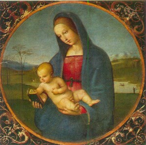 Raphael 1483-1520, Italian school, Madonna and Child (The Conestabile Madonna). 1502-1503, Tempera on canvas (transferred from a panel)