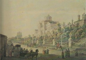 "Pashkov House" in Moscow. Architect Vasily Bazhenov. 1784-1786 years. An engraving of the original J. Delabarta. 1790.