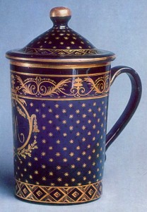 Late 1700s Violet glass with gilded decoration St. Petersburg Imperial Glass Factory History Museum, Moscow