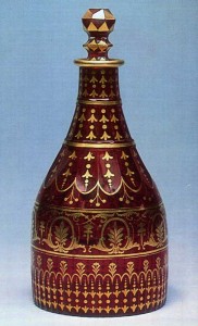 Gold ruby glass with gilded decoration St. Petersburg Imperial Glass Factory History Museum, Moscow