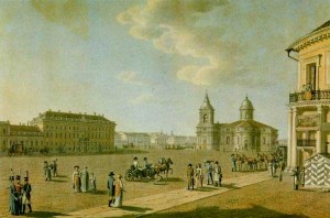 Isaakiyevskaya Square. 1800, Benzhamen Patersen's Water color.