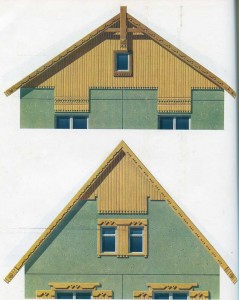 Gables of houses from concrete panels