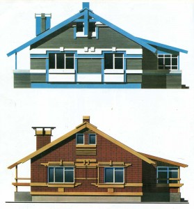 Options of facades of a house from a brick