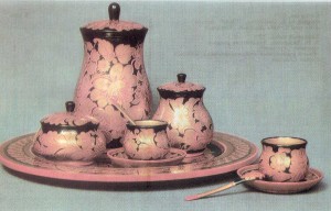 Coffee set. 1970 Painted by E. Dospalova. "Curly pattern Arts and Crafts Museum, Semionov