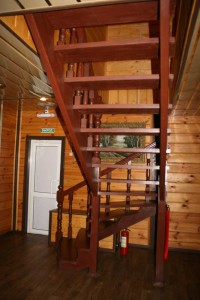 A wooden staircase