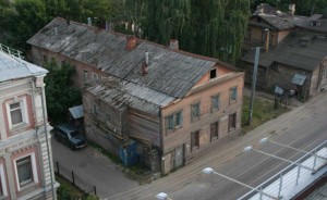 Wooden house of the 19th century. View from above.