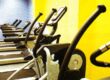 A bright yellow wall of the gym