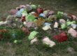 Colored stones add variety to the landscape of children's camp.