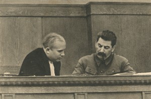 Stalin and Khrushchev in the session of the Presidium of the CEK of the USSR (January 1936)