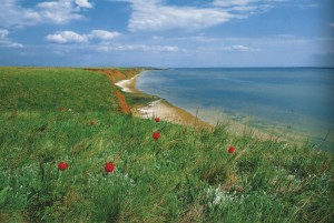 Das hohe Ufer des Manytsch-Gudilo-Sees. Das Staatliche Naturschutzgebiet „Rostowskij" 
