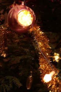 Christmas ball highlighted garland.