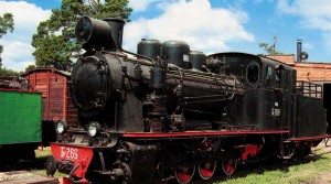 The old steam train. Steam locomotive in perfect condition.