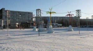 Naberezhnye Chelny on the background of snow and minus 30