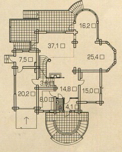 The plan of the 1st floor of a wooden house