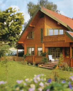 Solar architecture of wooden houses.