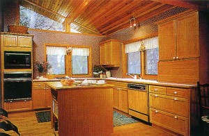 Kitchen: flooring hardwood species, mahogany furniture, with cedar ceilings and Windows to ridge create a unique comfort