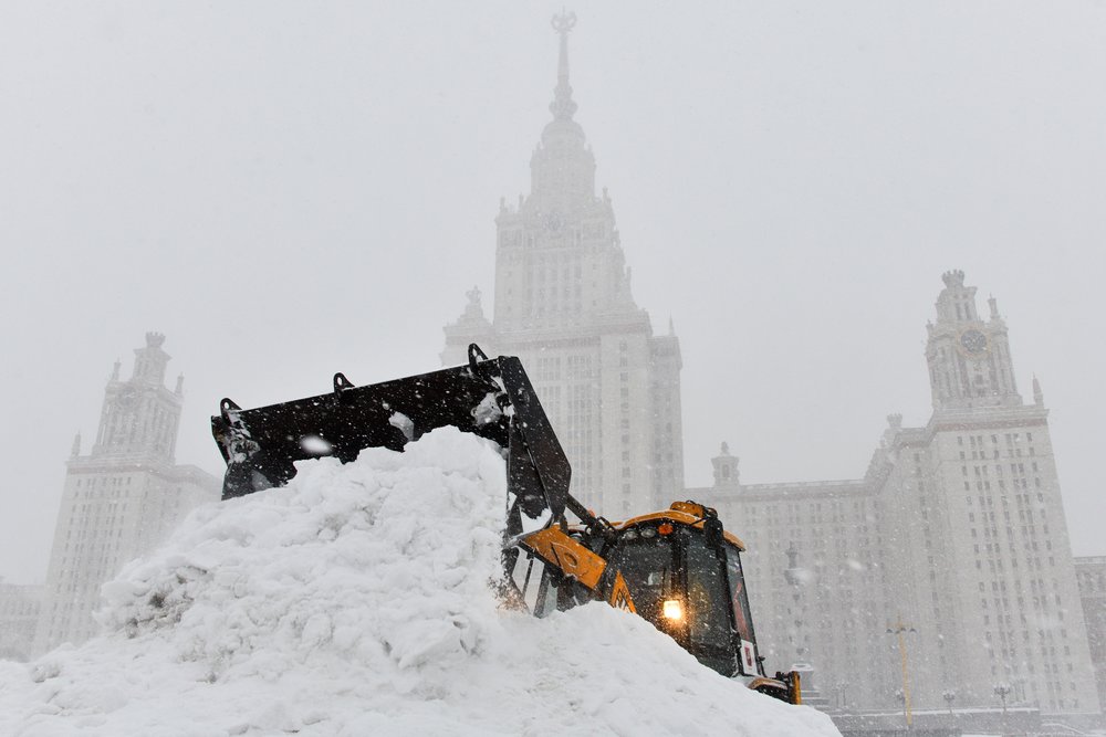 At Moscow State University, a tractor does the heavy work. 