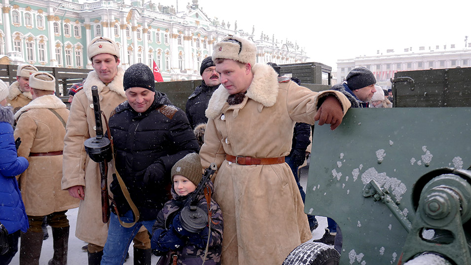 After the parade, some residents and tourists took snaps with Soviet-era military hardware.