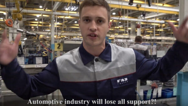 Russian Workers Rap Against Sanctions, Protest at U.S