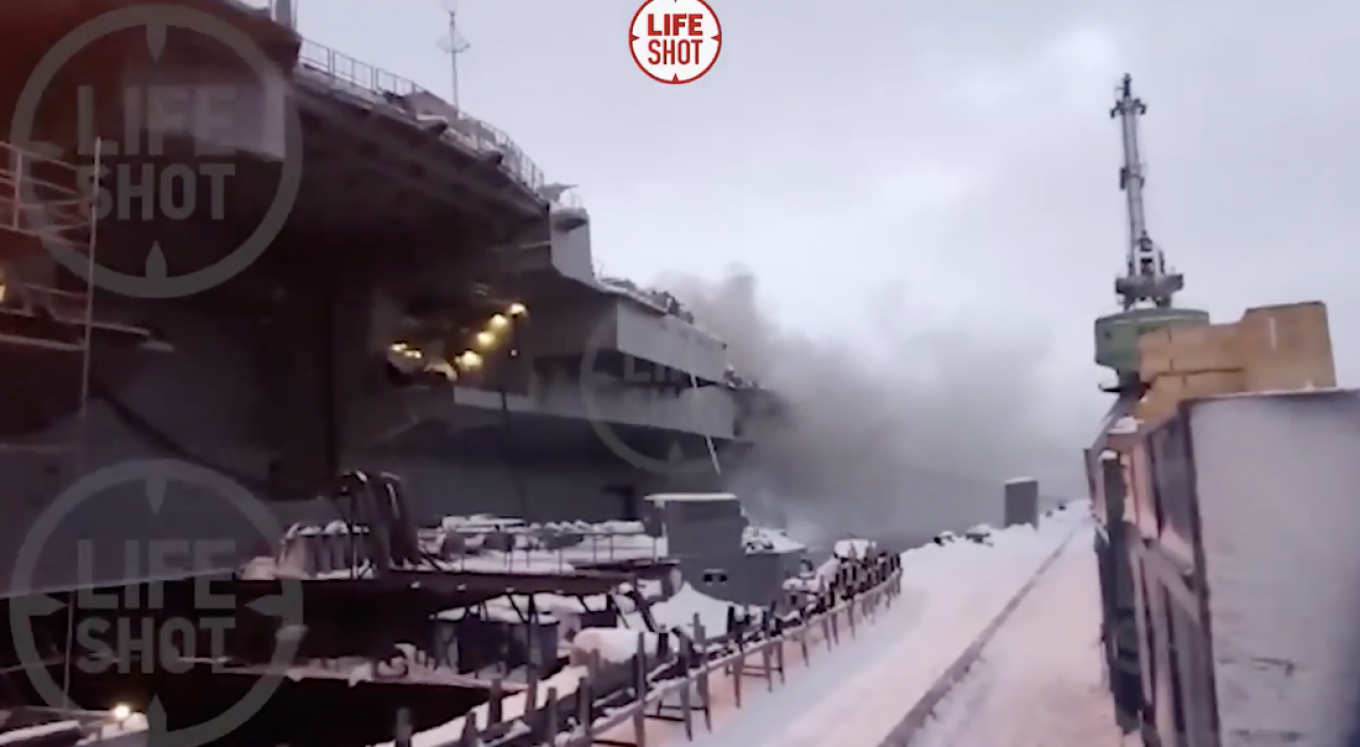 Russia’s Sole Aircraft Carrier Catches Fire in Northern Port