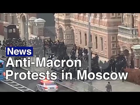Anti-Macron Protesters Gather Outside French Embassy in Moscow
