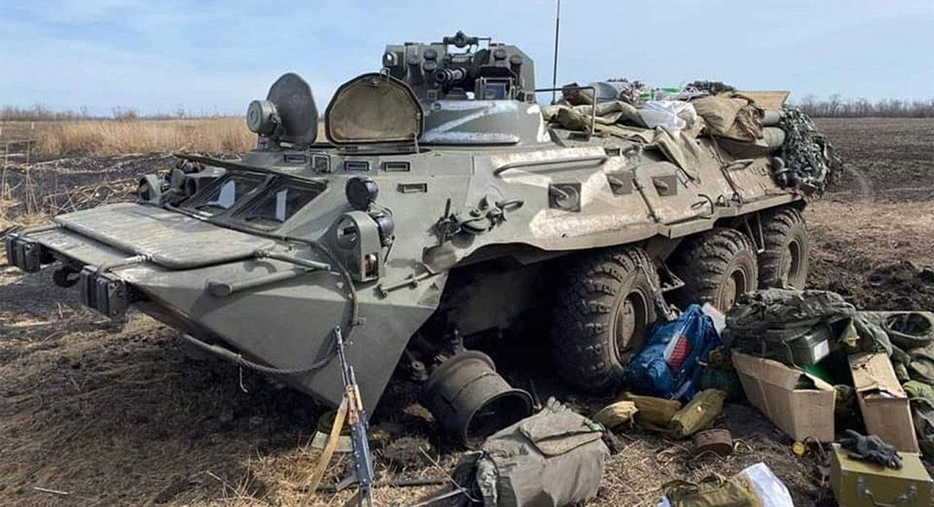  A destroyed Russian military vehicle in Ukraine. armyinform.com.ua 