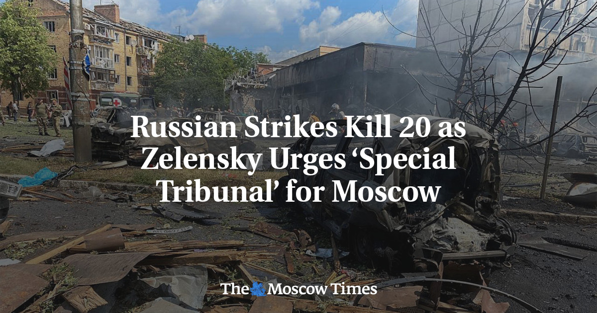 Russian Strikes Kill 20 as Zelensky Urges ‘Special Tribunal’ for Moscow