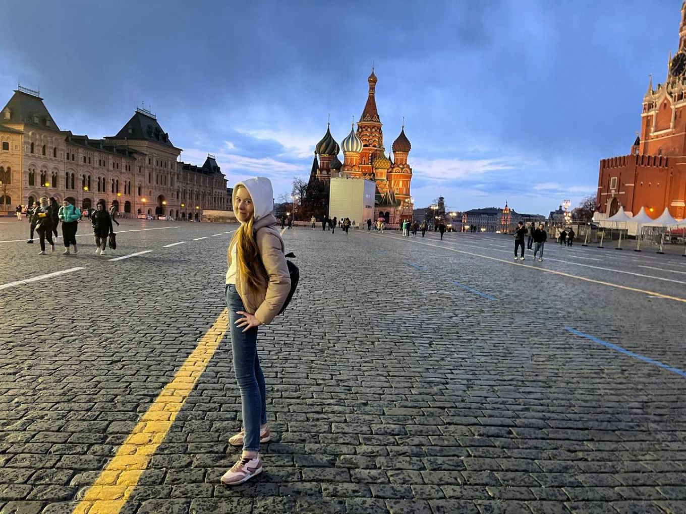  Natalia Tikhonova on Moscow's Red Square shortly before she was detained by police. Courtesy photo 