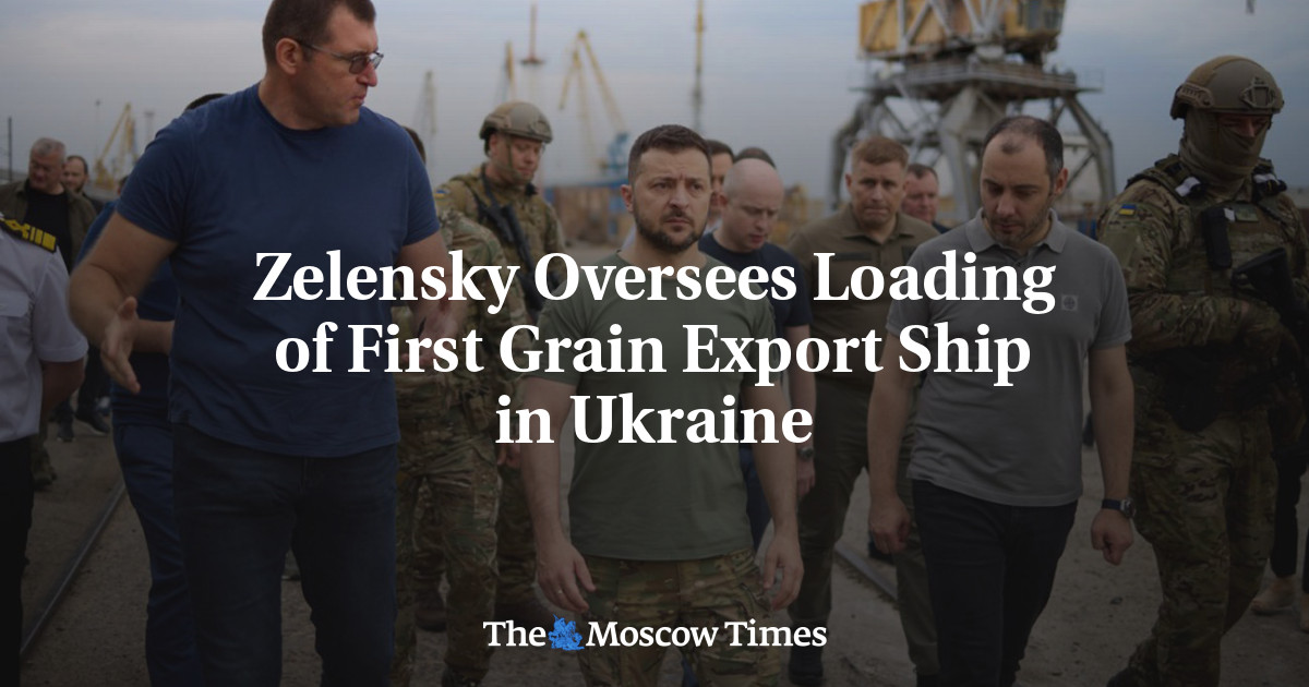 Zelensky Oversees Loading of First Grain Export Ship in Ukraine
