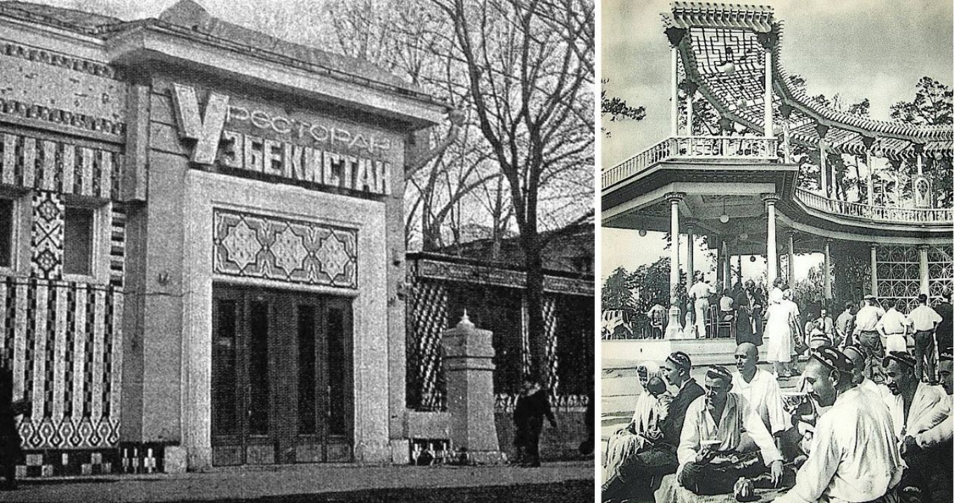  Restaurant "Uzbekistan" in Moscow (1960s) and Uzbek Chaikhona at the Exhibition of Economic Achievements (1950s) Wikicommons 