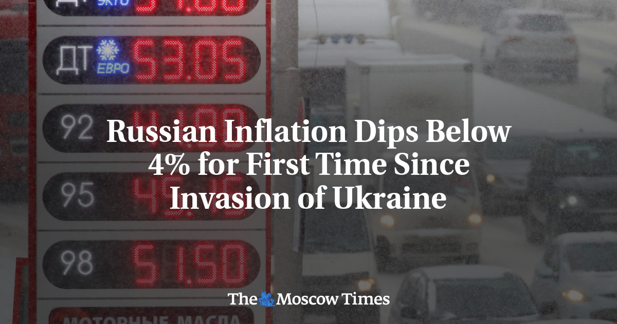 Russian Inflation Dips Below 4% for First Time Since Invasion of Ukraine