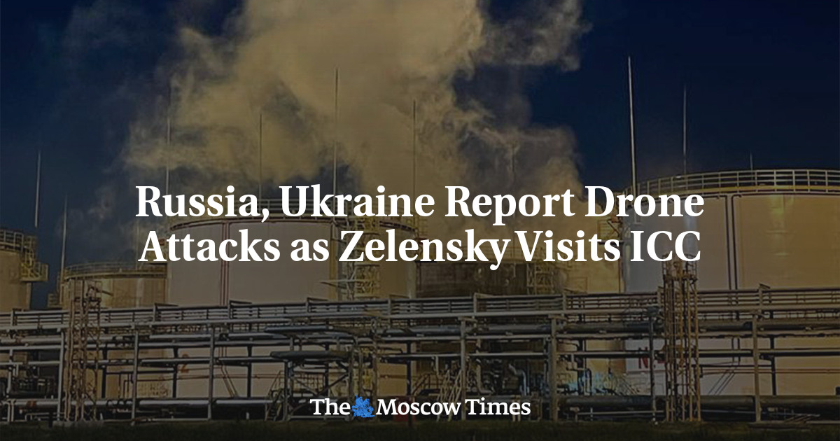 Russia, Ukraine Report Drone Attacks as Zelensky Visits ICC