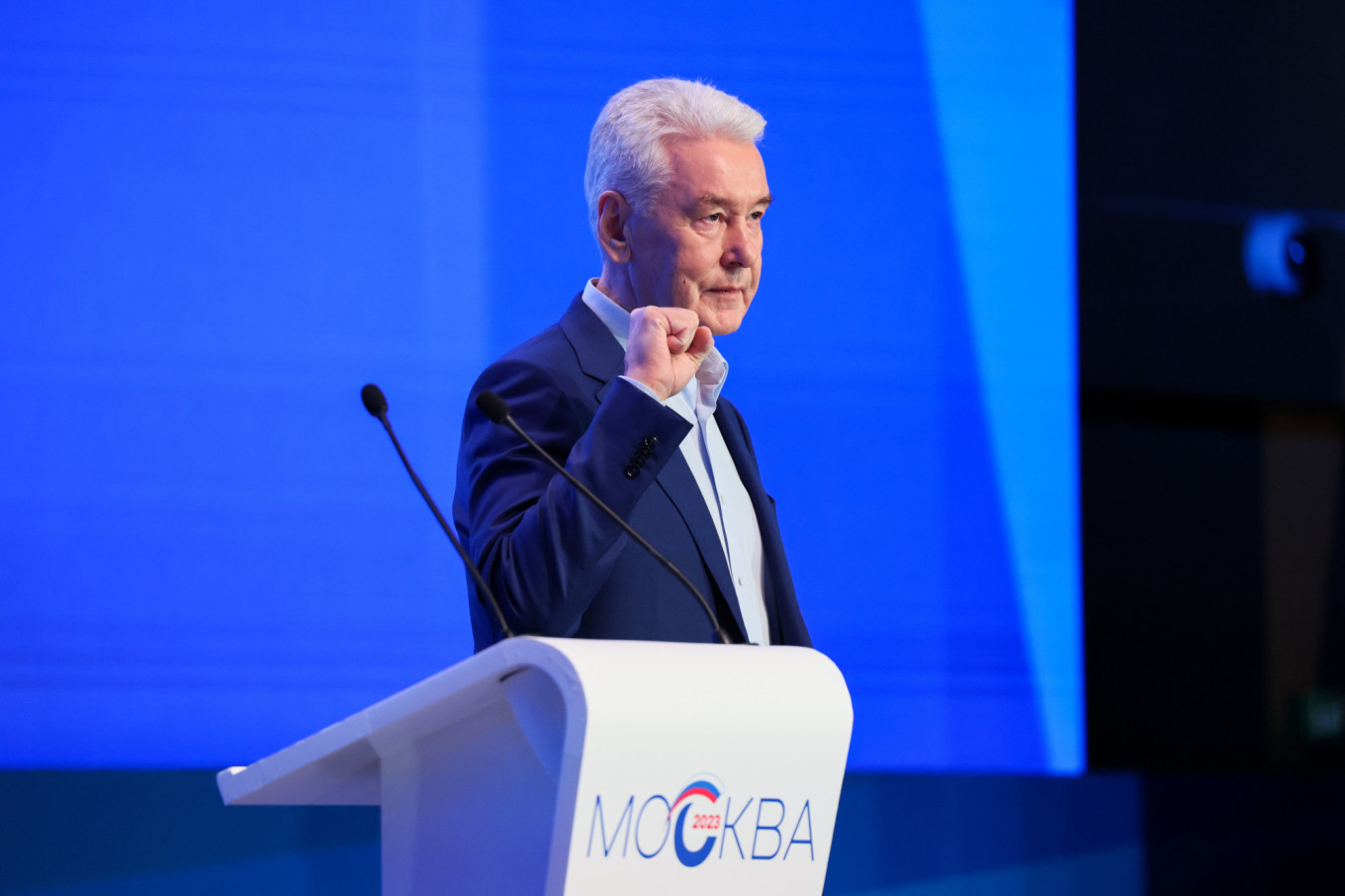  Sergei Sobyanin accepts his nomination as United Russia's candidate during a June conference. Sergei Savostyanov / TASS 