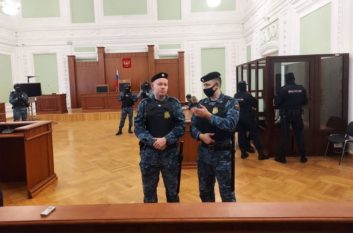  Policemen in the court. Moscow Times Reporter 